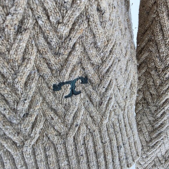 Tory Burch Wool Chevron Turtleneck Sweater XS Beige - Picture 2 of 11